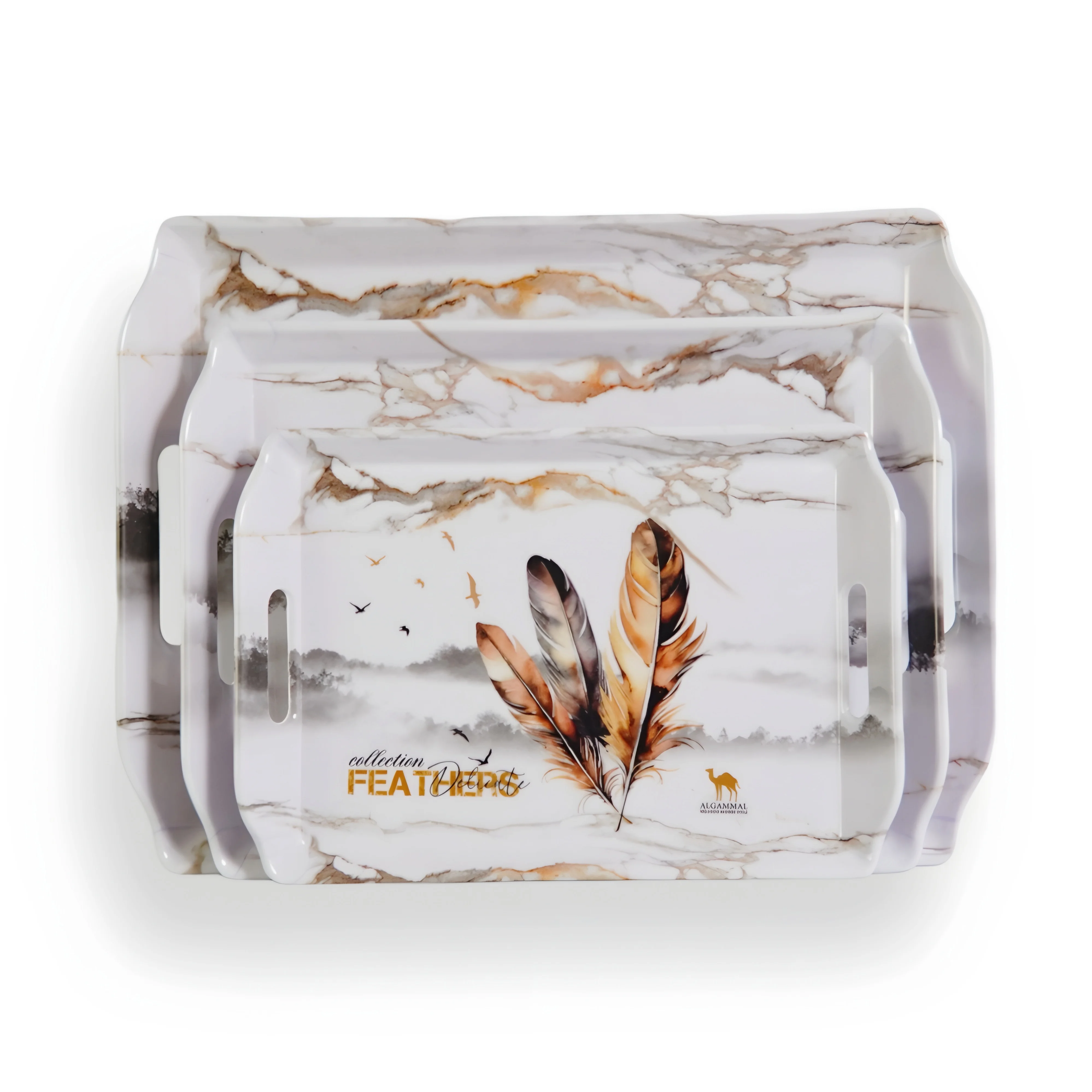 صواني تقديم ميلامين الجمل لوتوس 3 قطع